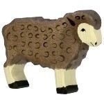 Holztiger wooden animal black sheep standing