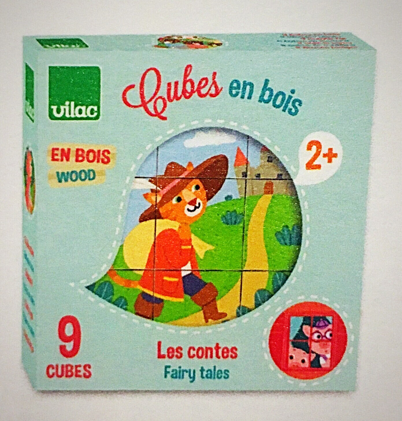 Vilac 9 Wooden Fairytale Puzzle Cubes