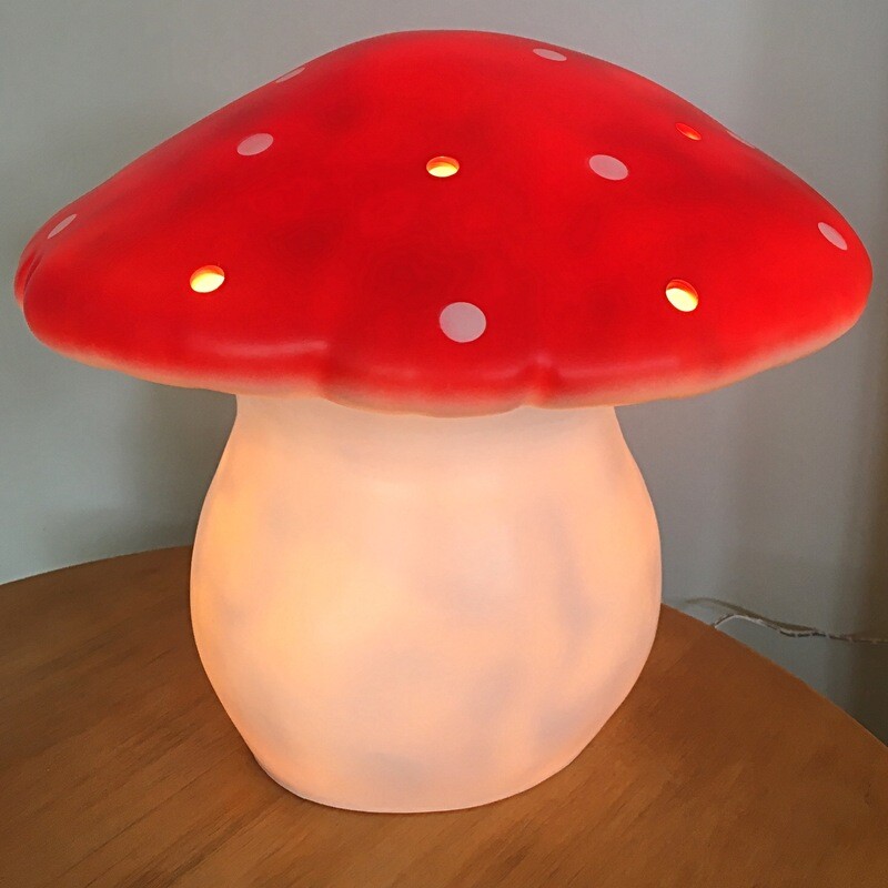 Egmont Large Mushroom Lamp Red with LED Light