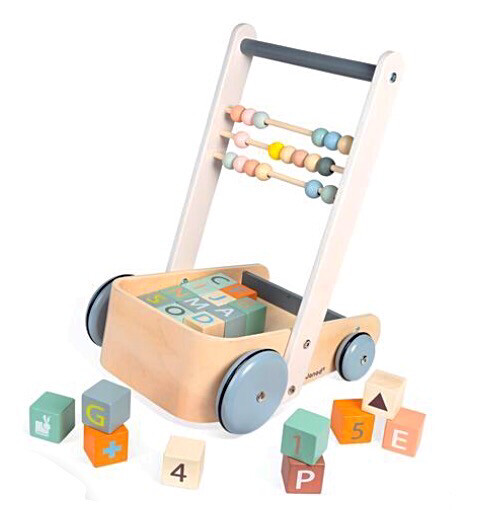 Janod Baby Walker with ABC Blocks and Wheel Brake
