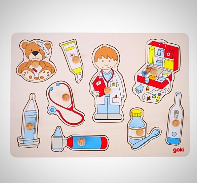 Goki Wooden Peg Puzzle At The Doctor’s 9 Pieces
