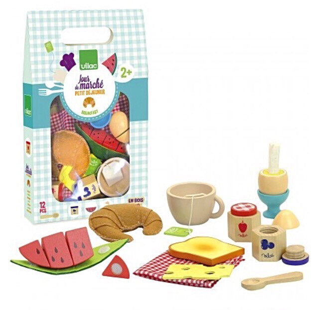Vilac Petit Déjeuner Wood &amp; Fabric Play food Breakfast Set
