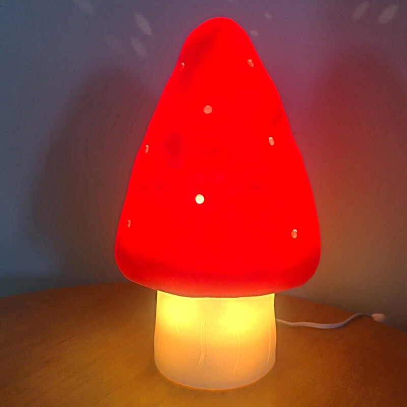 Egmont Small Mushroom Lamp Red with LED Light