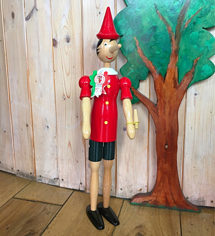 Classic Wooden Pinocchio made In Italy 50cm with Small &amp; Large Nose