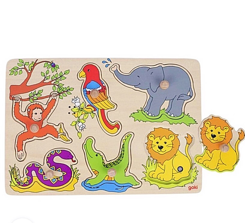 Goki Wooden Sound Peg Puzzle Jungle