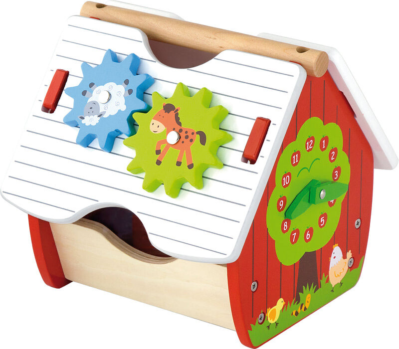 Viga Wooden Activity Farm Shape Sorter with Teaching Clock