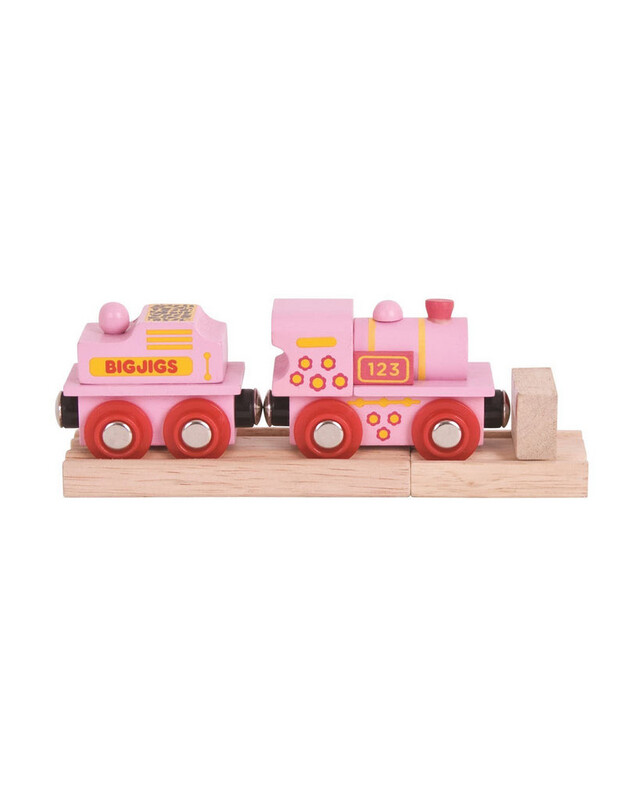 BigJig Pink Train Engine With Carriage