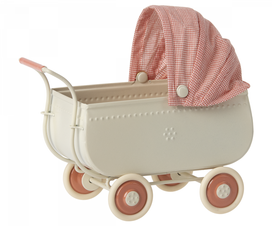 Maileg Pram Mouse Coral