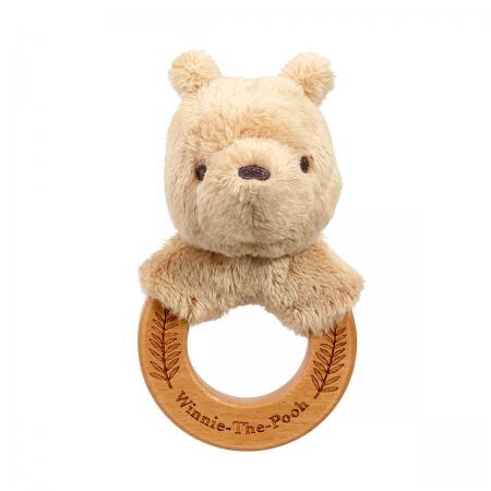 Classic Pooh Bear Wooden Baby Rattle