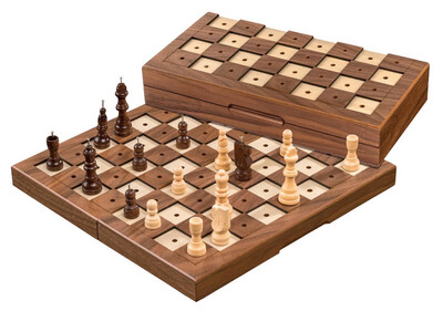 Philos Chess Set Suitable for the Blind or Visually Impaired in Folding Travel Case