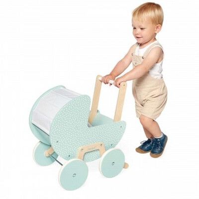 Janod Zen Wooden Pram And Baby Walker suitable from 1 year and up