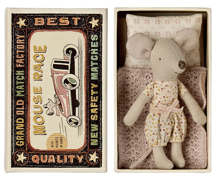 Maileg Little Sister Mouse In Match Box
