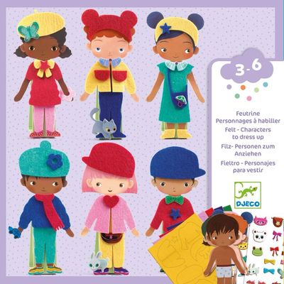 Djeco Art Set Felt-Characters to Dress Up for Age 3-6 Years