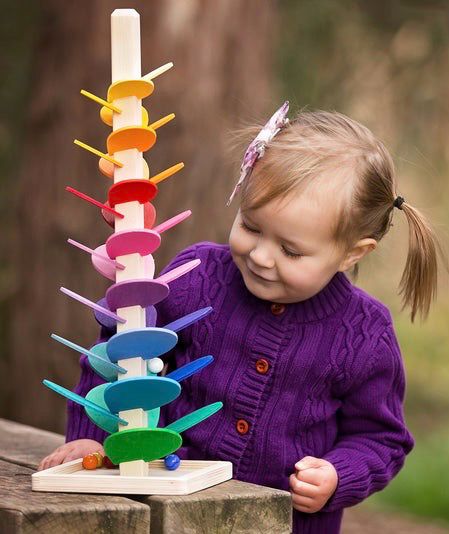 Marble Musical Tree Wood, Medium in Rainbow Colours
