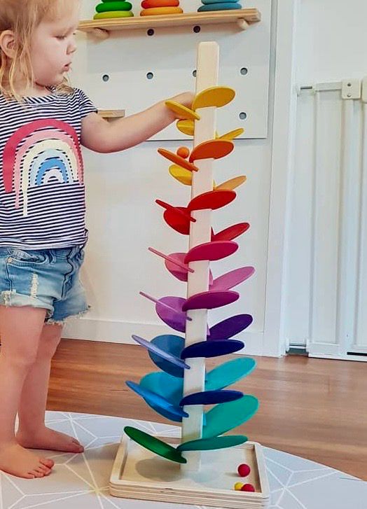 Marble Musical Tree Wood ,Large in Rainbow Colours