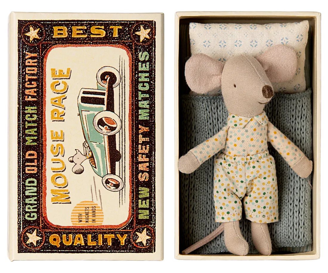 Maileg Little Brother In Matchbox Dots Magnetic Hands