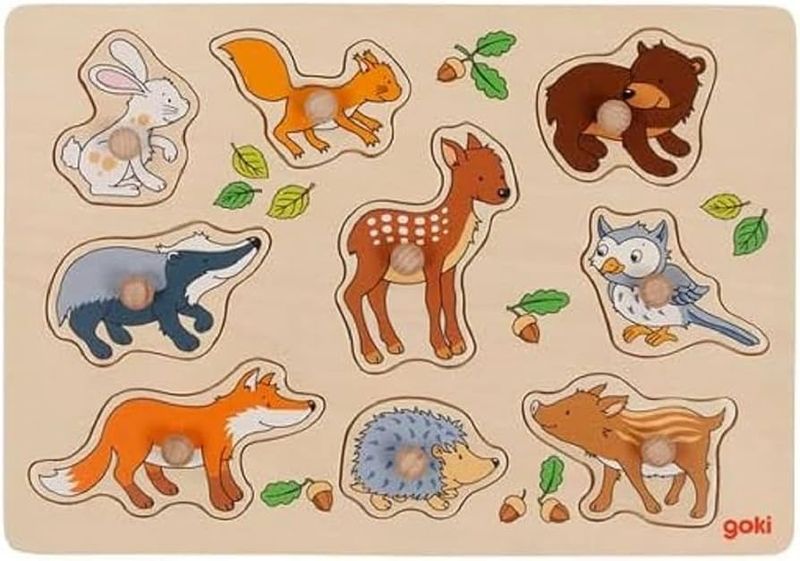 Goki Wooden Peg Puzzle Forest Animals