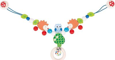 Heimess Wooden Baby Activity Pram Toy Hedgehog and Owl