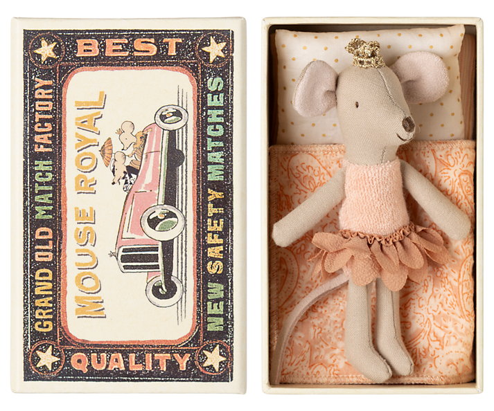 Maileg Princess Mouse Little Sister in Matchbox