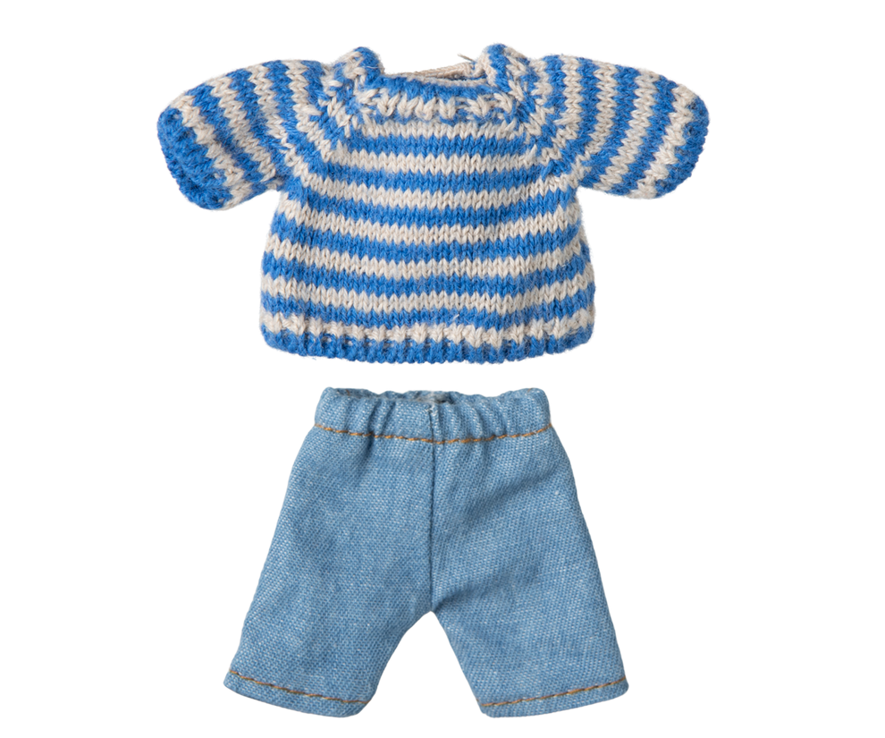Maileg Clothes , Knitted Sweater and Pants for Big Brother Mouse