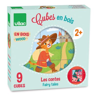 Vilac 9 Wooden Fairytale Puzzle Cubes