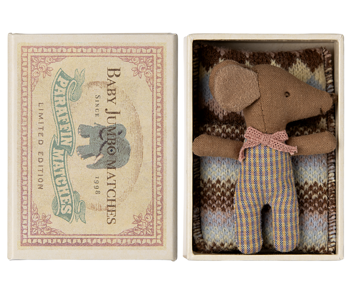 Maileg Baby Mouse Sleepy/Wakey In Matchbox, Girl