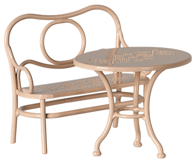 Maileg Table &amp; Bench Set Mouse Pale Pink