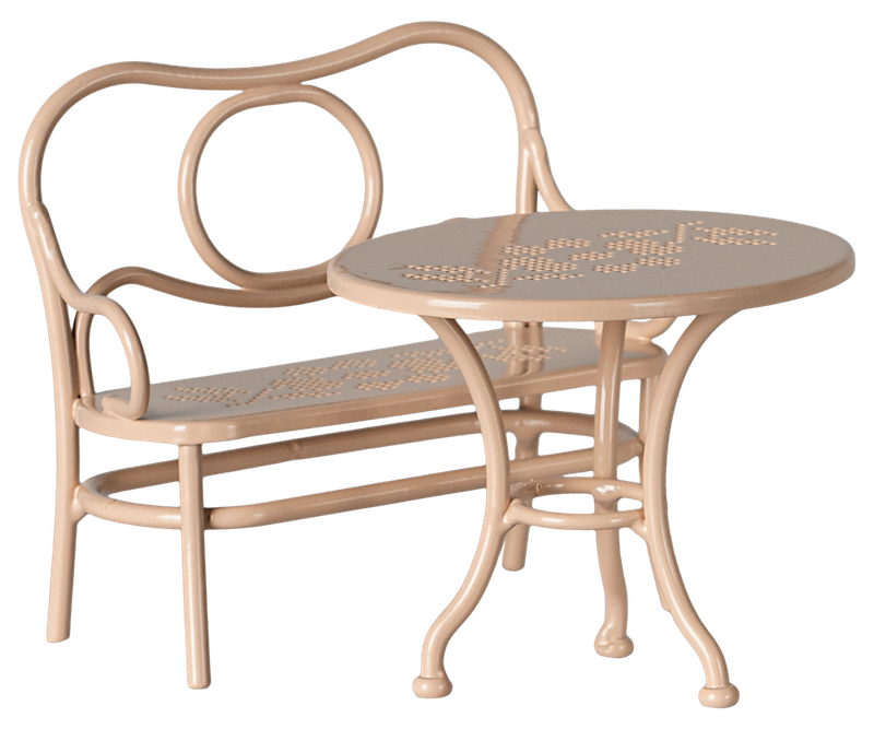 Maileg Table &amp; Bench Set Mouse Pale Pink