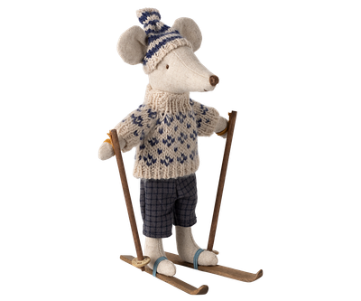 Maileg Winter Mouse with Ski set Dad Blue