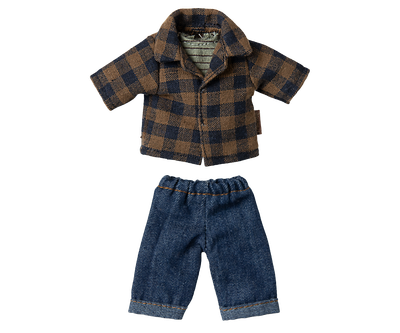 Maileg Dad Clothes Checked Shirt &amp; Trousers
