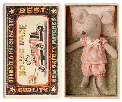 Maileg Little Sister In Match Box Pink Pyjamas with Magnetic Hands