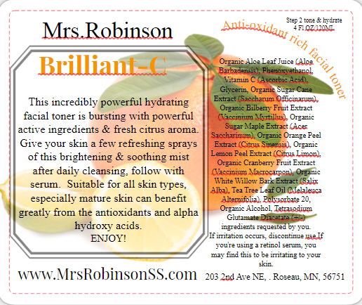 Brilliant-C antioxidant rich hydrating facial toner