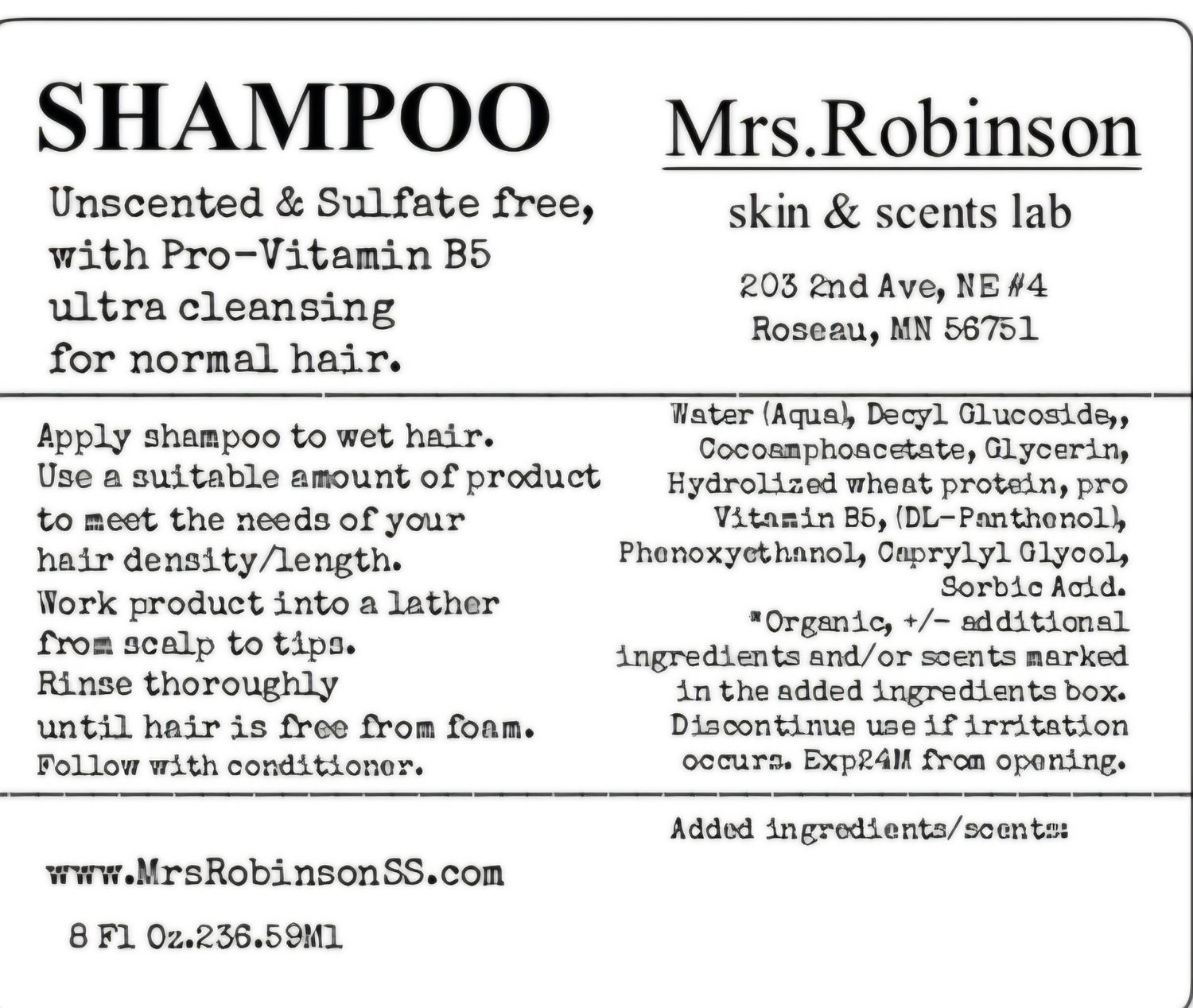 Shampoo (with custom scent)