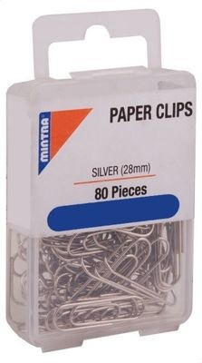 Mintra Paper Clips 28 mm - Silver, 80 Pieces