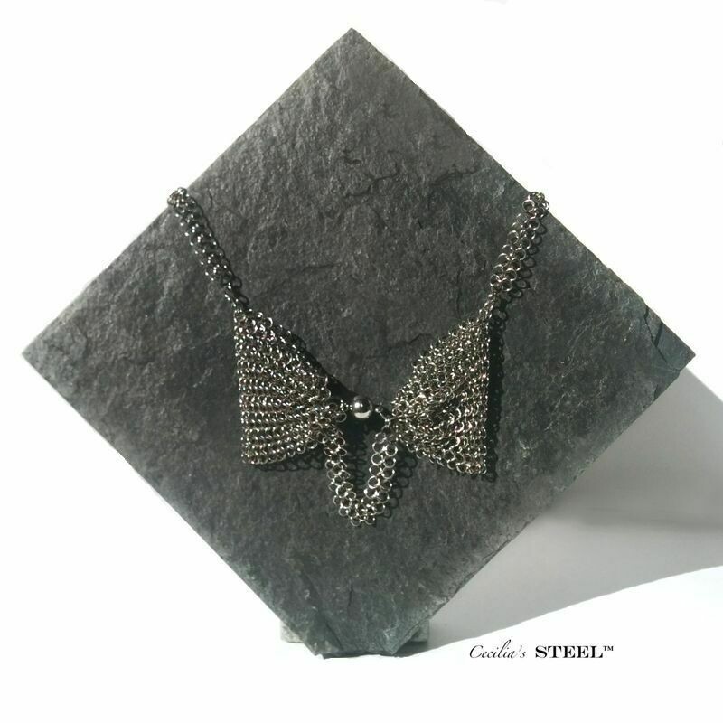 Steel Pearl™ Bow Tie Necklace