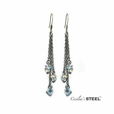 Crystal Whispers Earrings 3 Strands