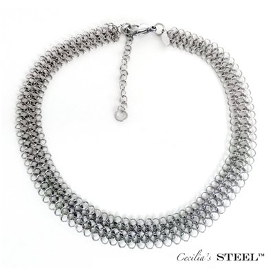 Steel Lace choker necklace. Stainless steel chain maille.