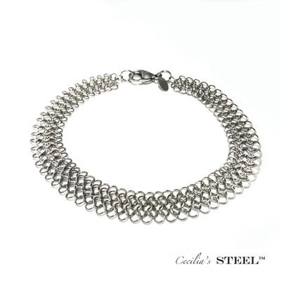 Steel Lace Wide Bracelet