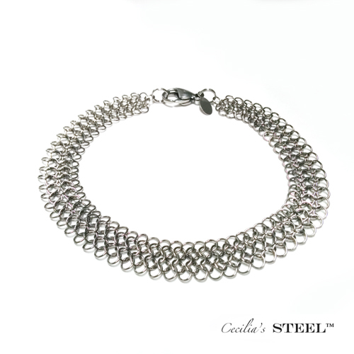 Steel Lace Wide Bracelet
