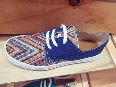 Sneaker White Sole Combo Denim & Swahilli Finley Sneaker White Sole Combo Denim & Swahilli Finley