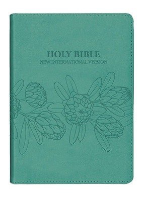 NIV LEATHER TOUCH SEA GREEN PROTEA BIBLE