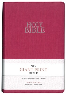 NIV GIANT PRINT LUXURY LINEN FEEL CERISE BIBLE