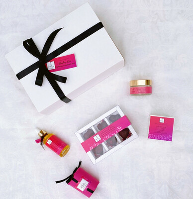 Sensual Pleasures Box- Sensual Aromatherapy Massage Oil, Lubricant & Aphrodisiac Chocolate Treats