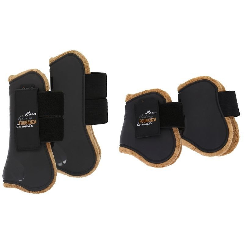 2 PROTECT. ABIERTOS+2 PROTECTORES MENUDILLO EQUITACIÓN CABALLO RIDING NGR/MARRÓN FOUGANZA
