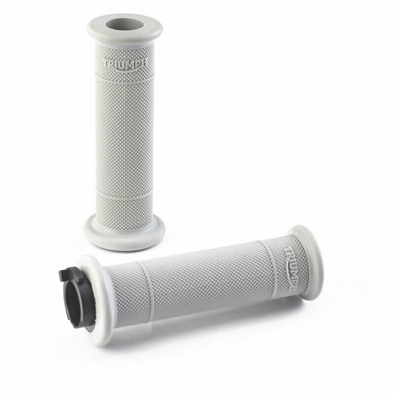 Triumph Gray Diamond Knurl Motorcycle Grips - A2041477 Triumph Gray Diamond Knurl Motorcycle Grips - A2041477