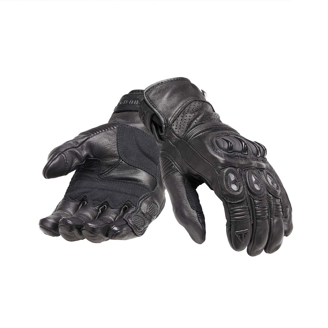 Triumph Brookes Black Leather Motorcycle Gloves
