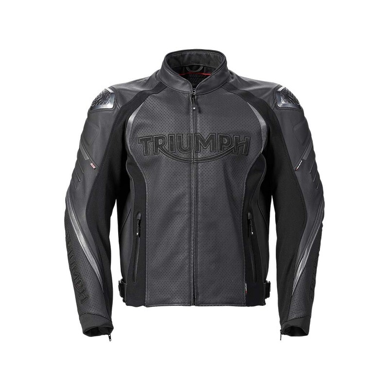 Triumph Triple Perforated Leather Motorcycle Jacket