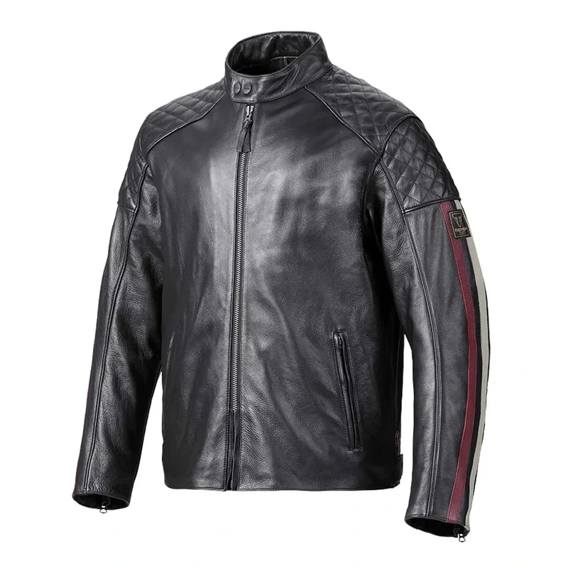 Triumph Braddan Sport Black Red Leather Motorcycle Jacket