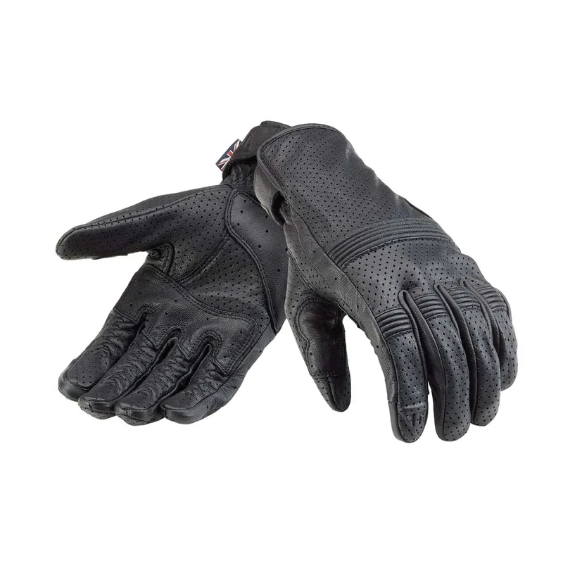 Triumph Cali Perforated Black Leather Motorcycle Gloves