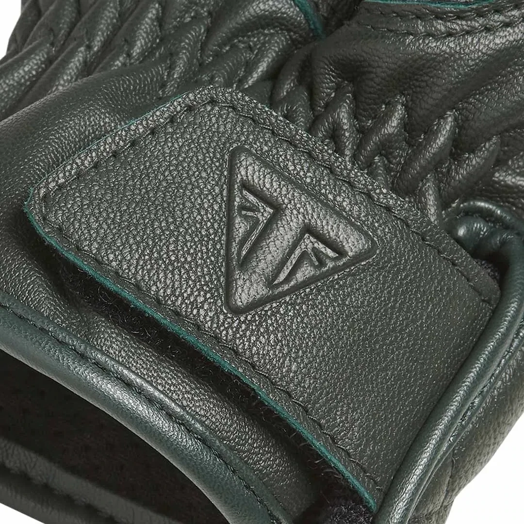 Triumph Sulby Green Gold Leather Motorcycle Gloves - MGVS2354